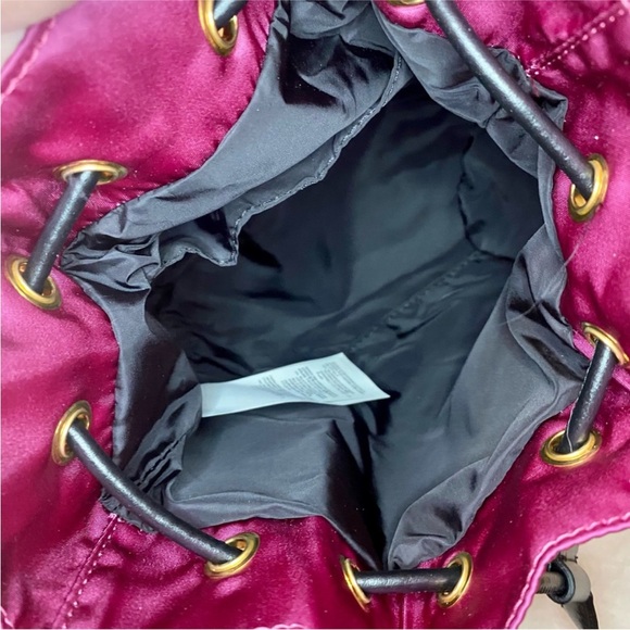 NEW!!! Versace Deep Fuschia Nylon and Black Leather Drawstring Bucket Bag - Picture 13 of 15